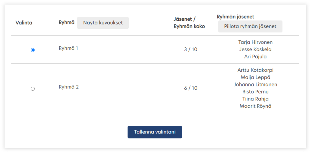 osallistujat_ryhmät_ryhmittelyt_ryhmävalinta_osallistujanäkymä
